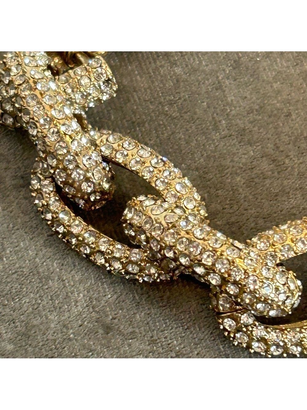 BaubleBar Pave Rhinestone Oval Chain Links Chunky Bracelet - Picture 5 of 9